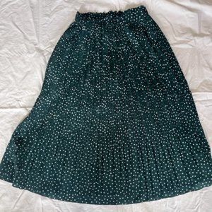 Green with white polkadots midi skirt